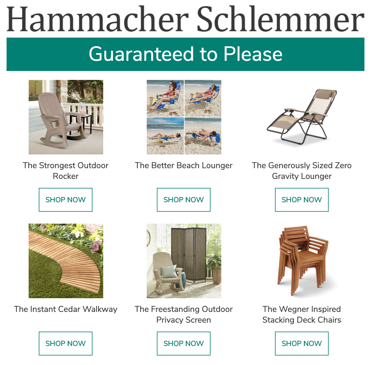 Hammacher Schlemmer personalized product recommendations for chairs